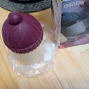 Triple Insulated Cream Mug with Purple Lid